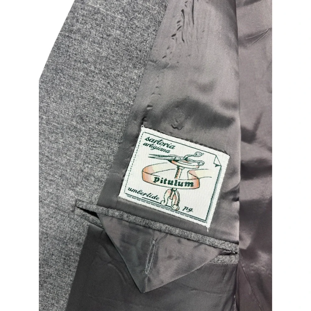 vtg Ermenegildo Zegna Italy 46R 40x30 Heather Gray 2pc Pant Suit Light Flannel